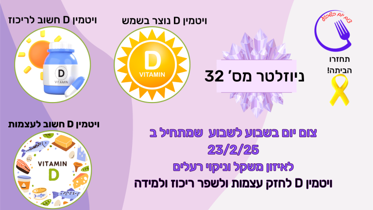 ניוזלטר 32- ויטמין D לעצמות ולמוח